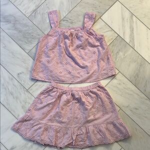 GAP Kids two piece matching set skirt/top lavender eyelet Large (10)